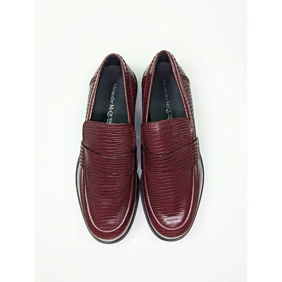 Alexander McQueen Men’s Jupiter Leather Moccasins Burgundy Size 46 (MSRP $990) main image 5